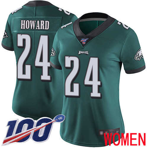 Women Philadelphia Eagles 24 Jordan Howard Midnight Green Team Color Vapor Untouchable NFL Jersey 1
